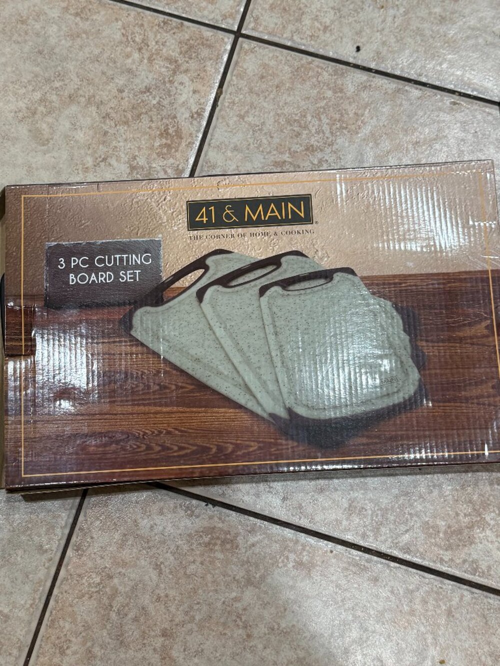 41 & Main 3-Piece Rectangular Cutting Board Set Light Green Black